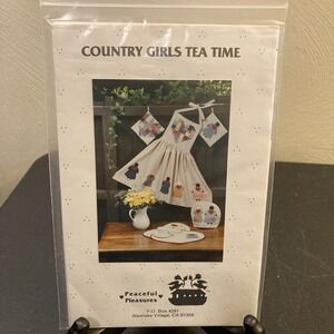 Country Girls‎ Tea Time Peaceful Pleasures Applique Cross Stitch Pattern/USED